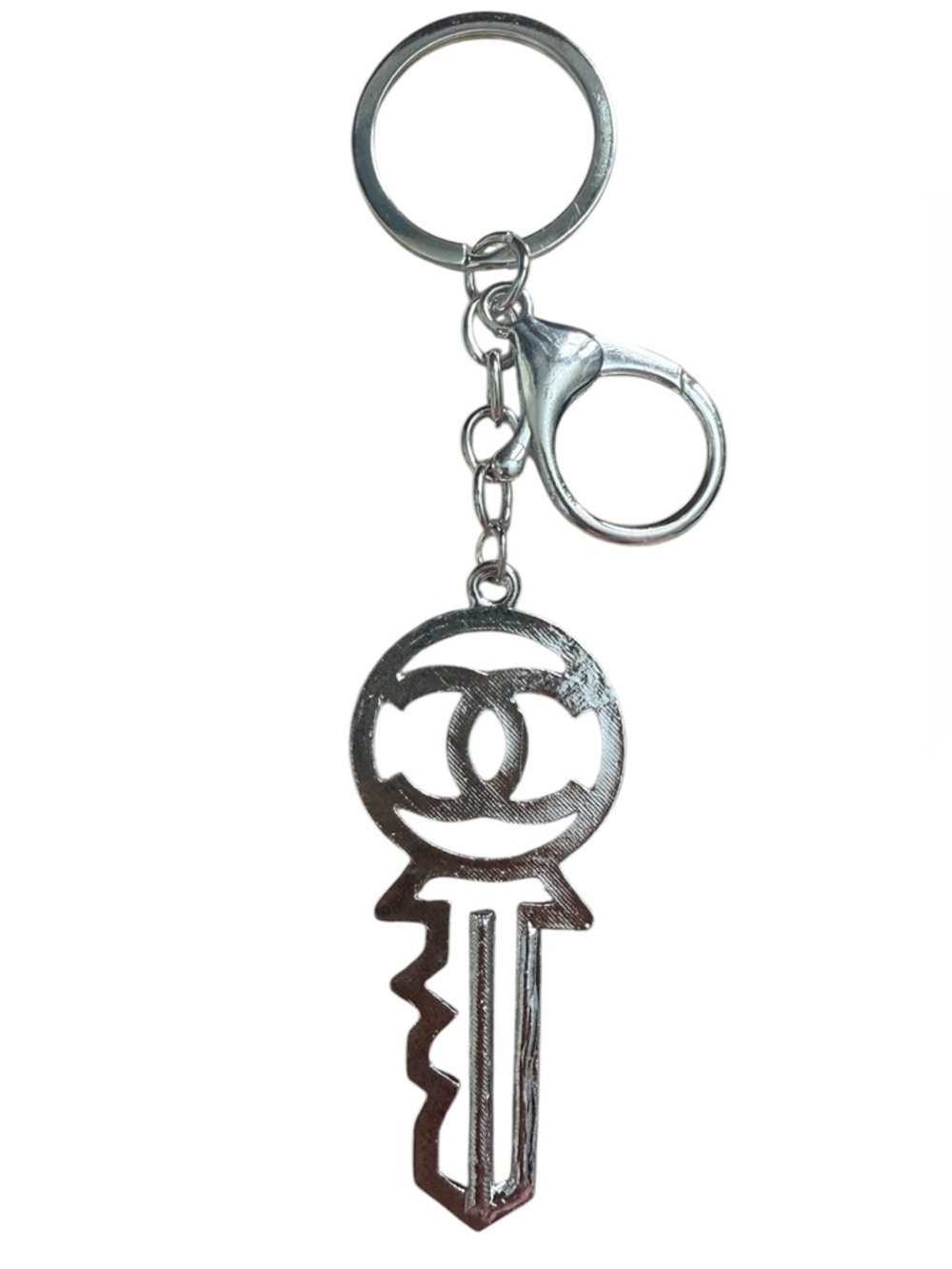 Rhinestone Fashion Key Charm Keychain Silver Tone Bag Charm NIP - Picture 3 of 3